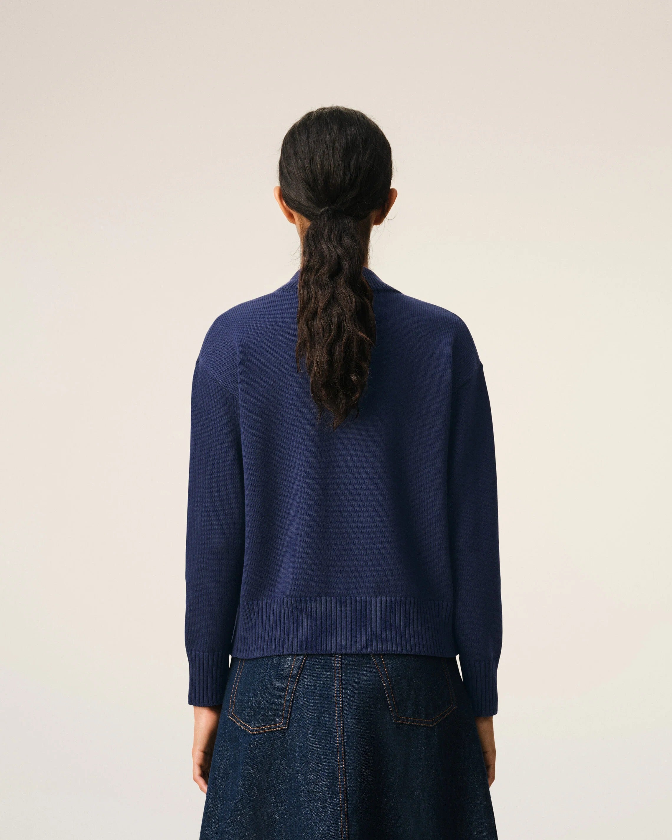 Blue Wool Ami De Coeur Cardigan-AMI-Verso