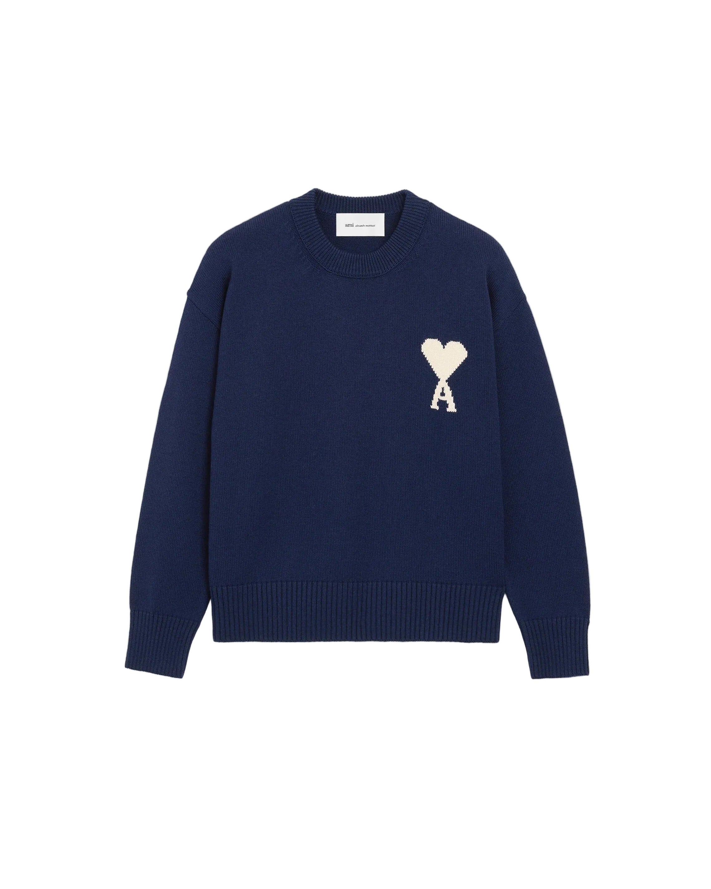 Blue Wool And Cotton Crewneck Ami De Coeur Sweater-AMI-309079-XXS-Verso