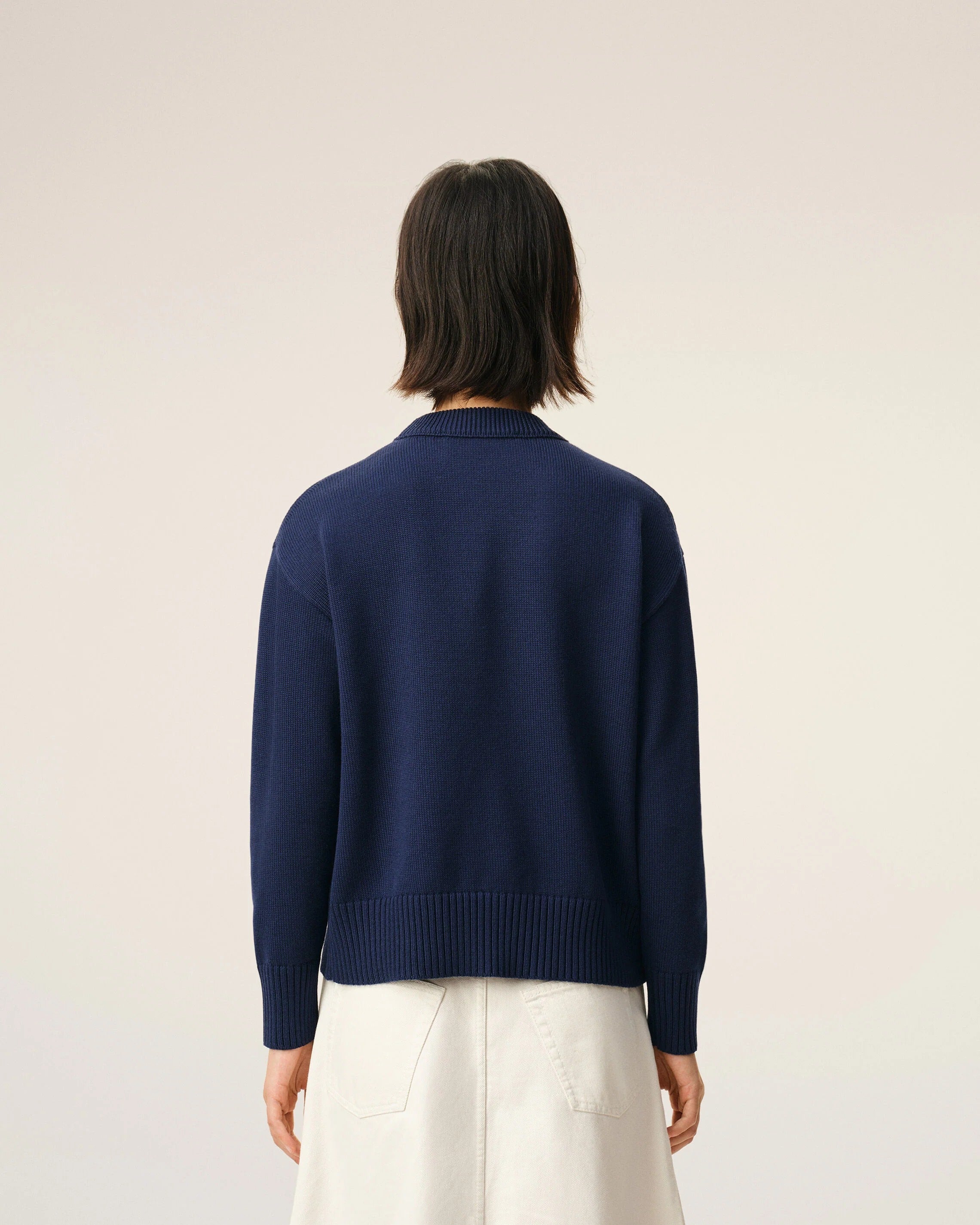Blue Wool And Cotton Crewneck Ami De Coeur Sweater-AMI-Verso