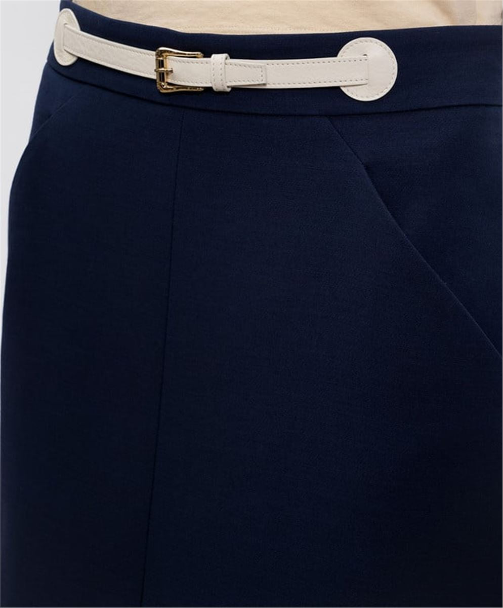 BLUE WOOL AND SILK MIDI SKIRT-VALENTINO-Verso