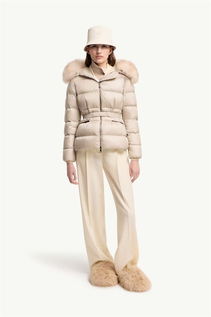 Boed hooded shearling-trimmed short down jacket-MONCLER-Verso