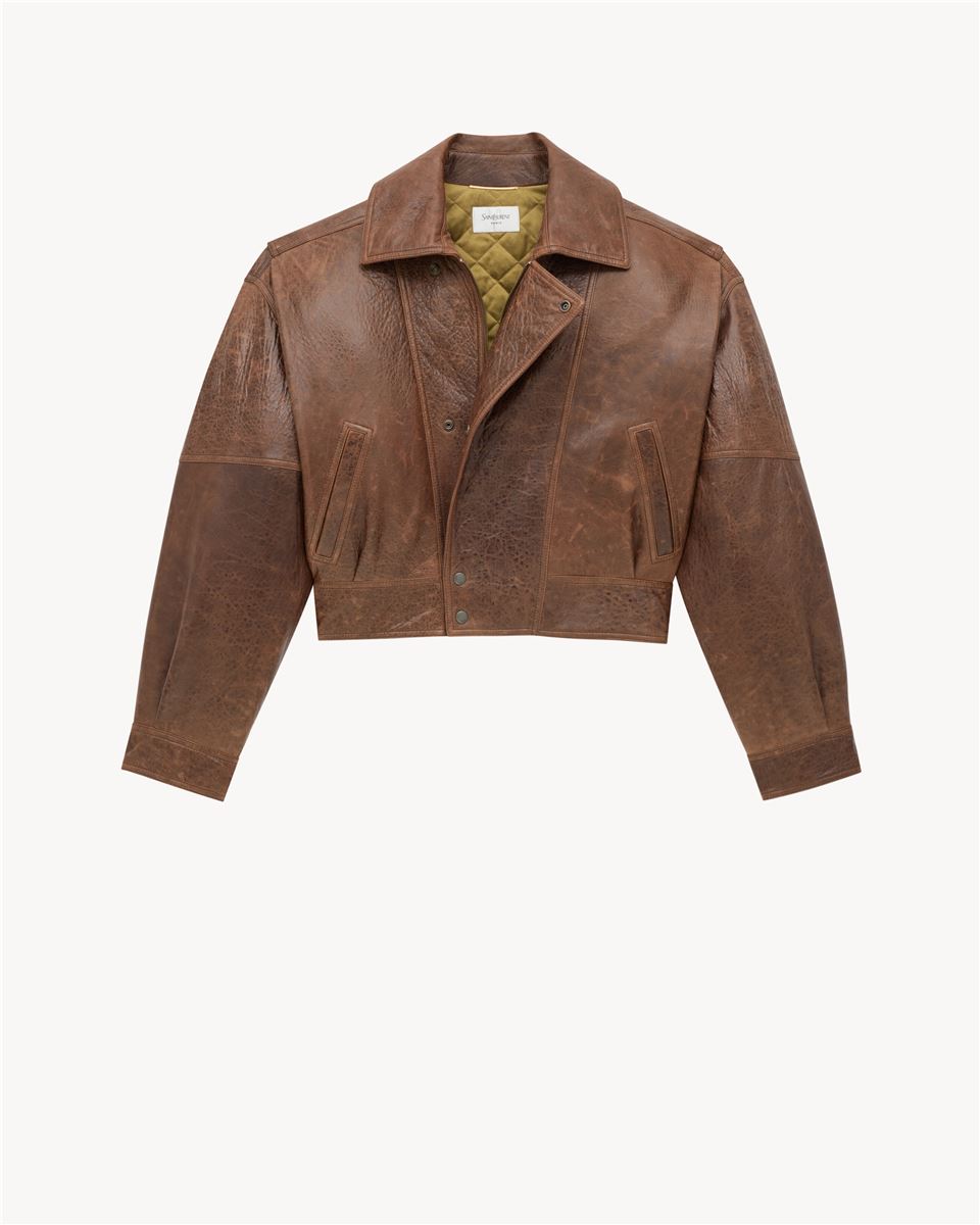 BOMBER JACKET IN AGED LAMBSKIN-SAINT LAURENT-Verso