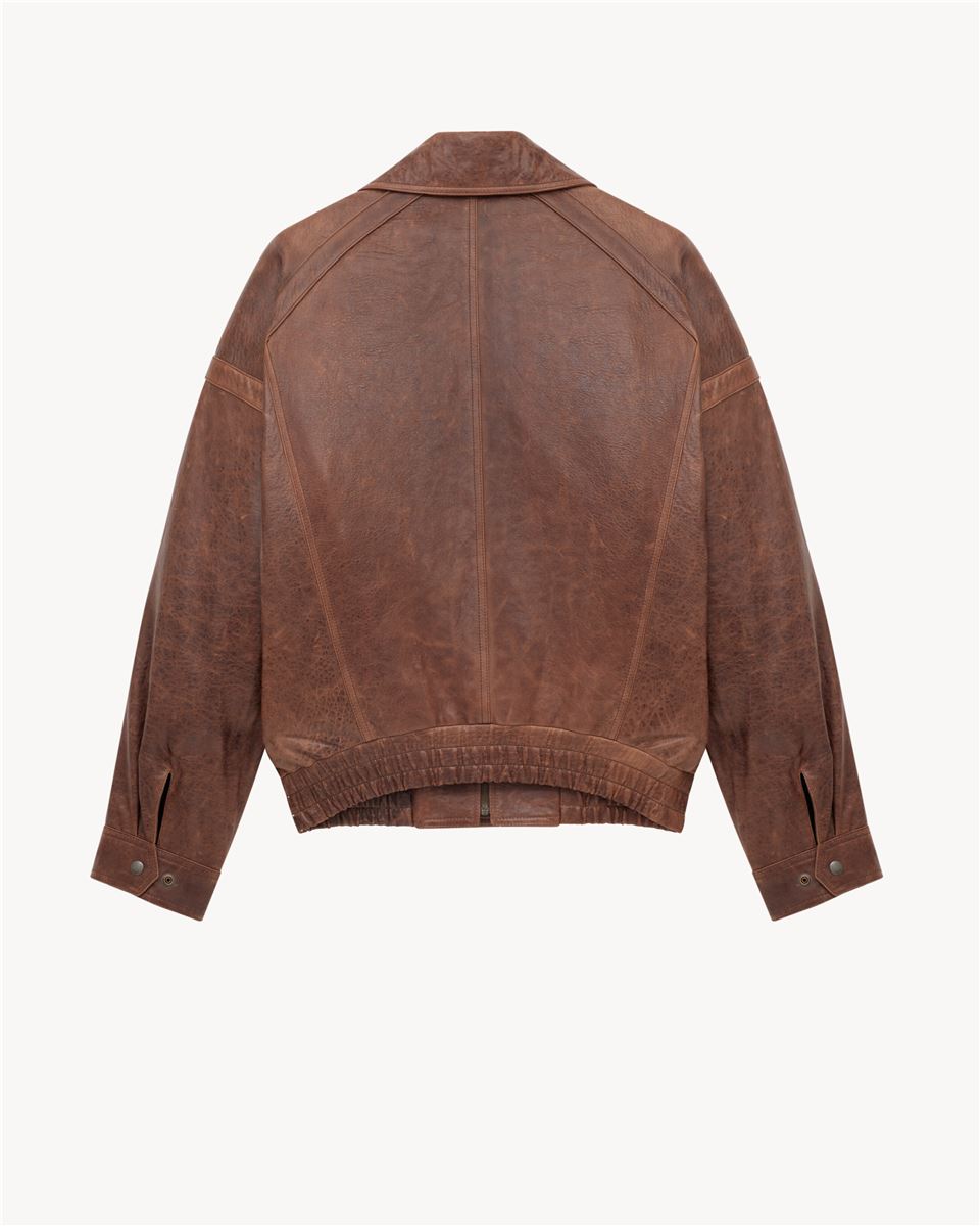 BOMBER JACKET IN AGED LAMBSKIN-SAINT LAURENT-Verso