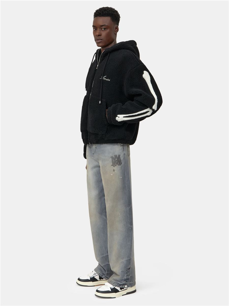 Bones Fleece Zip Hoodie-AMIRI-Verso