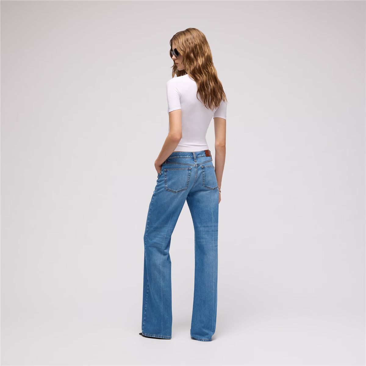 Bootcut cotton denim pants with horsebit-GUCCI-Verso