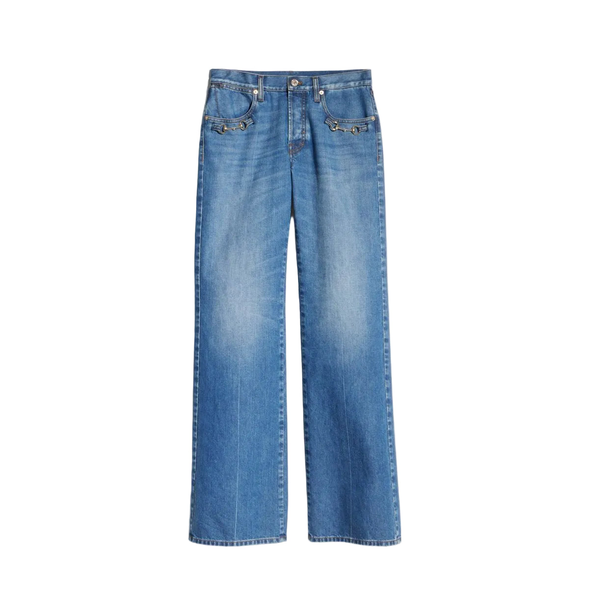 Bootcut cotton denim pants with horsebit-GUCCI-313497-24-Verso