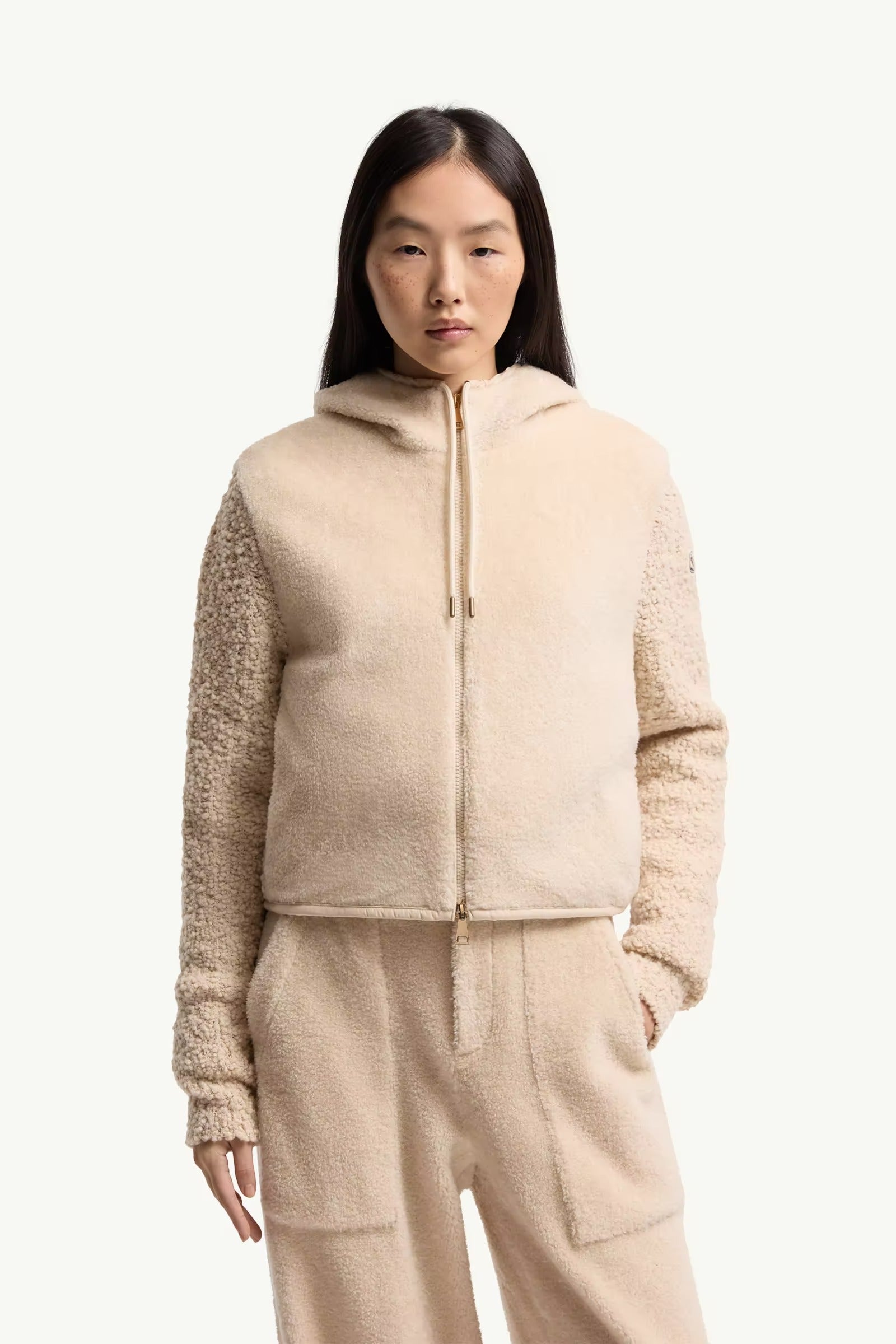Bouclé & Teddy Zip-Up Hoodie-MONCLER-Verso