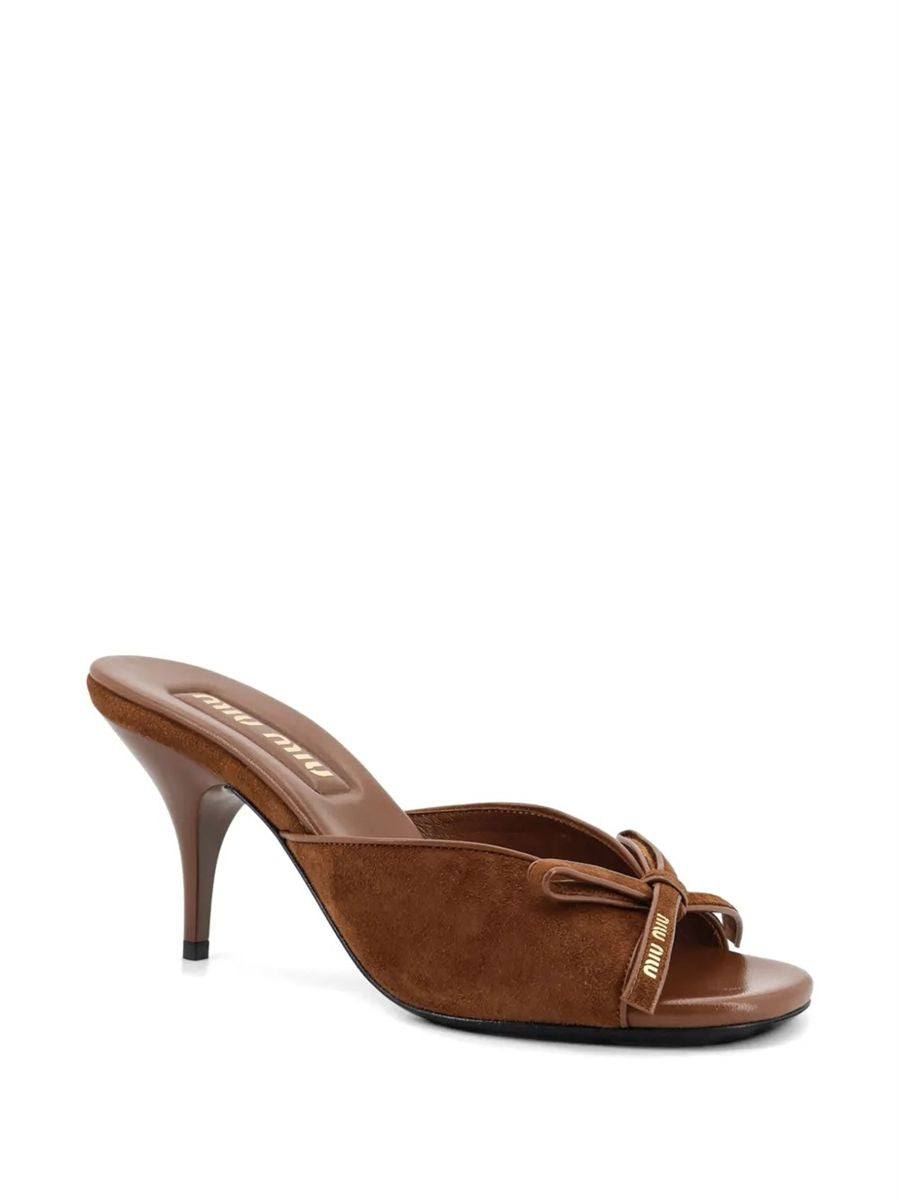 Bow-detail suede sandals-MIU MIU-Verso