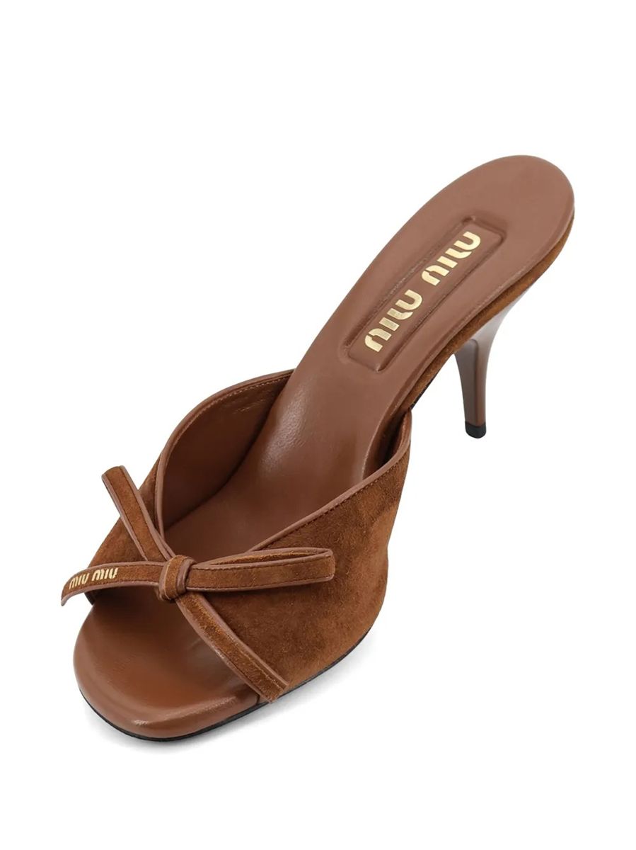 Bow-detail suede sandals-MIU MIU-Verso