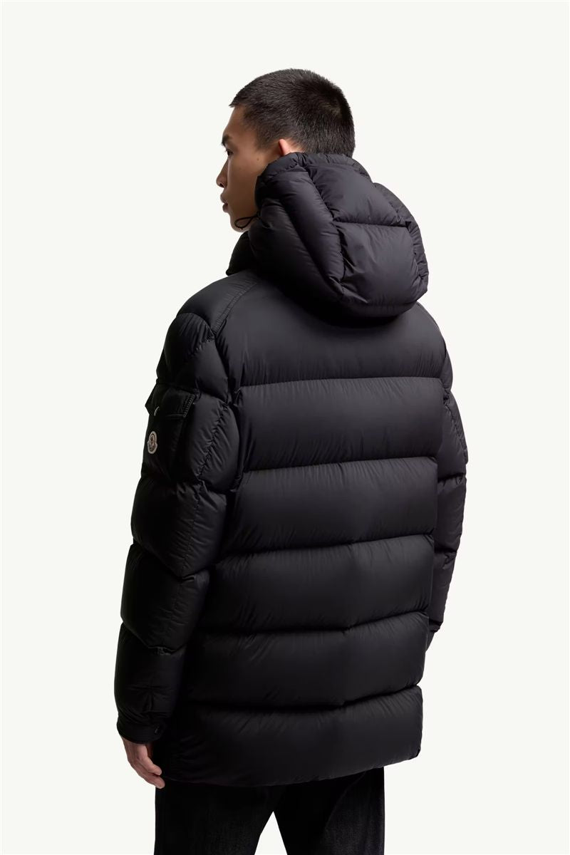 Bretagne hooded mid-length down jacket-MONCLER-Verso