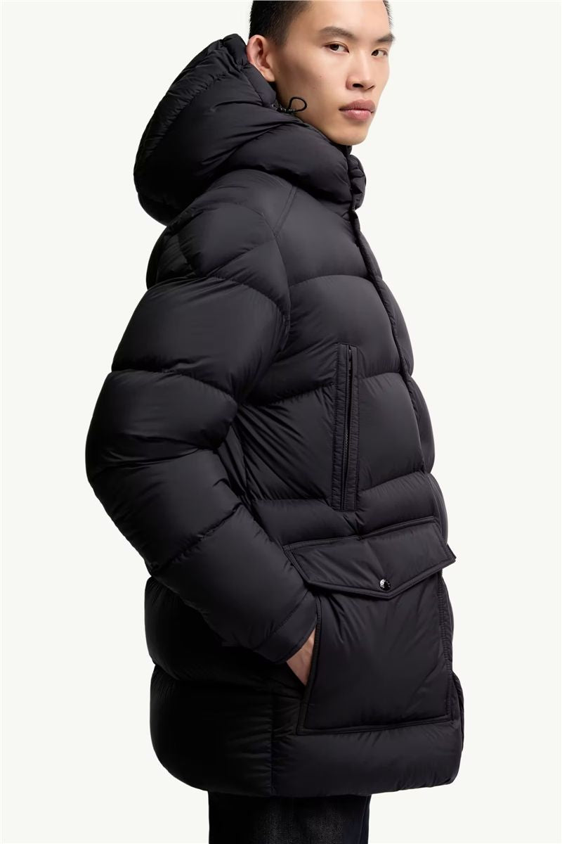 Bretagne hooded mid-length down jacket-MONCLER-Verso