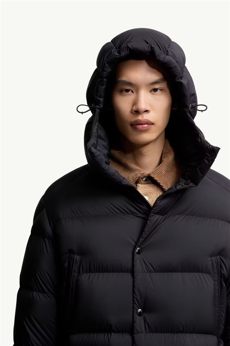 Bretagne hooded mid-length down jacket-MONCLER-Verso