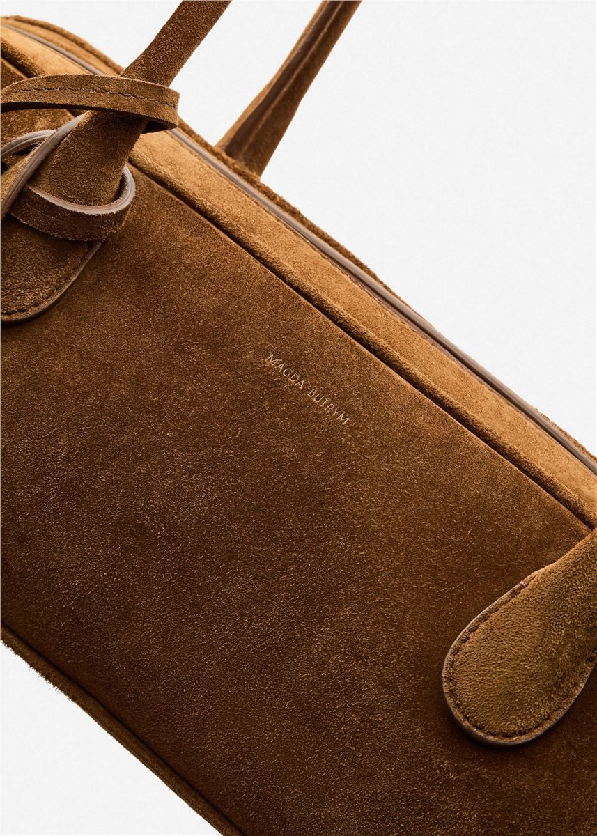 Brigitte trapeze in light brown suede with flower charm-MAGDA BUTRYM-Verso