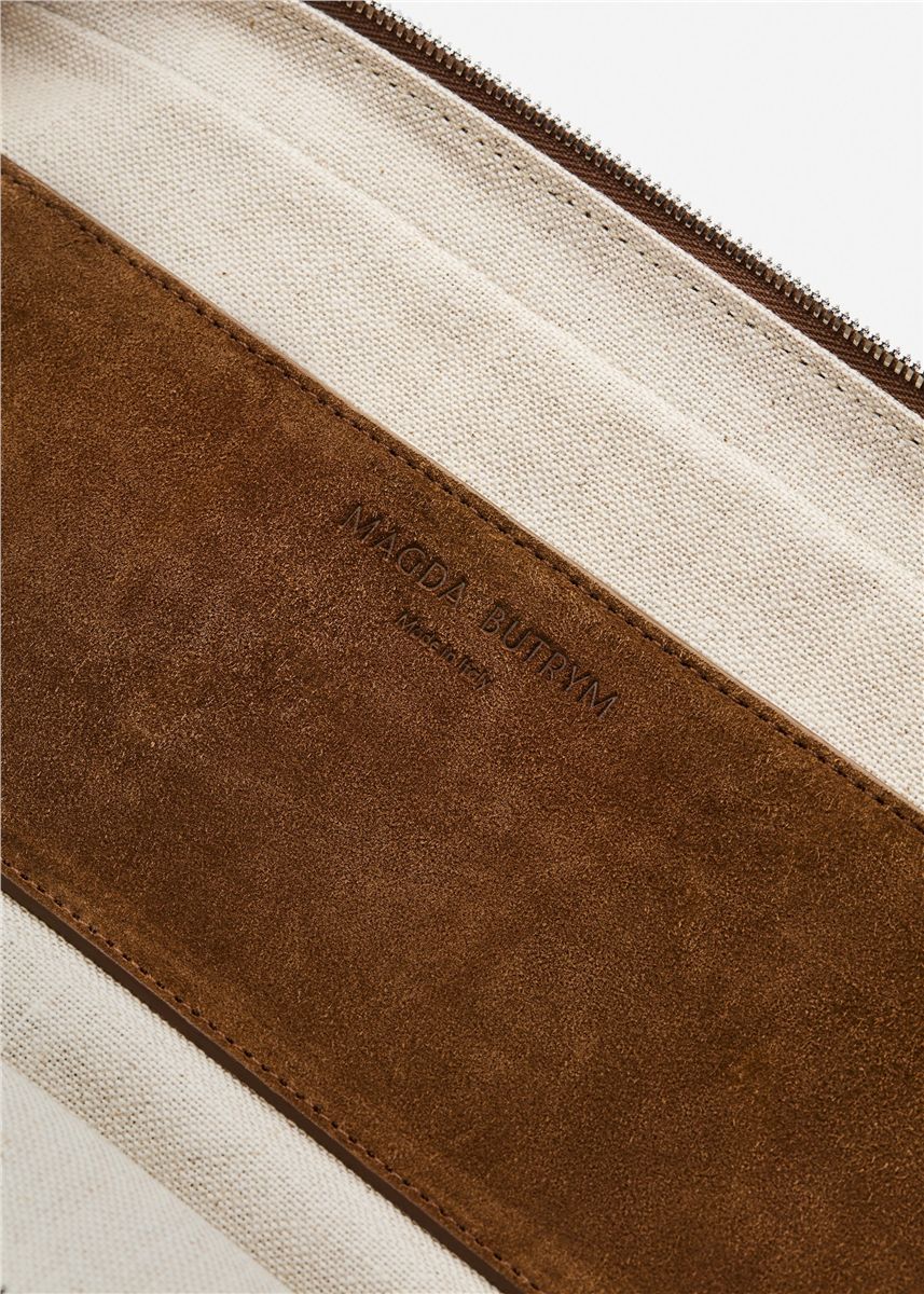 Brigitte trapeze in light brown suede with flower charm-MAGDA BUTRYM-Verso