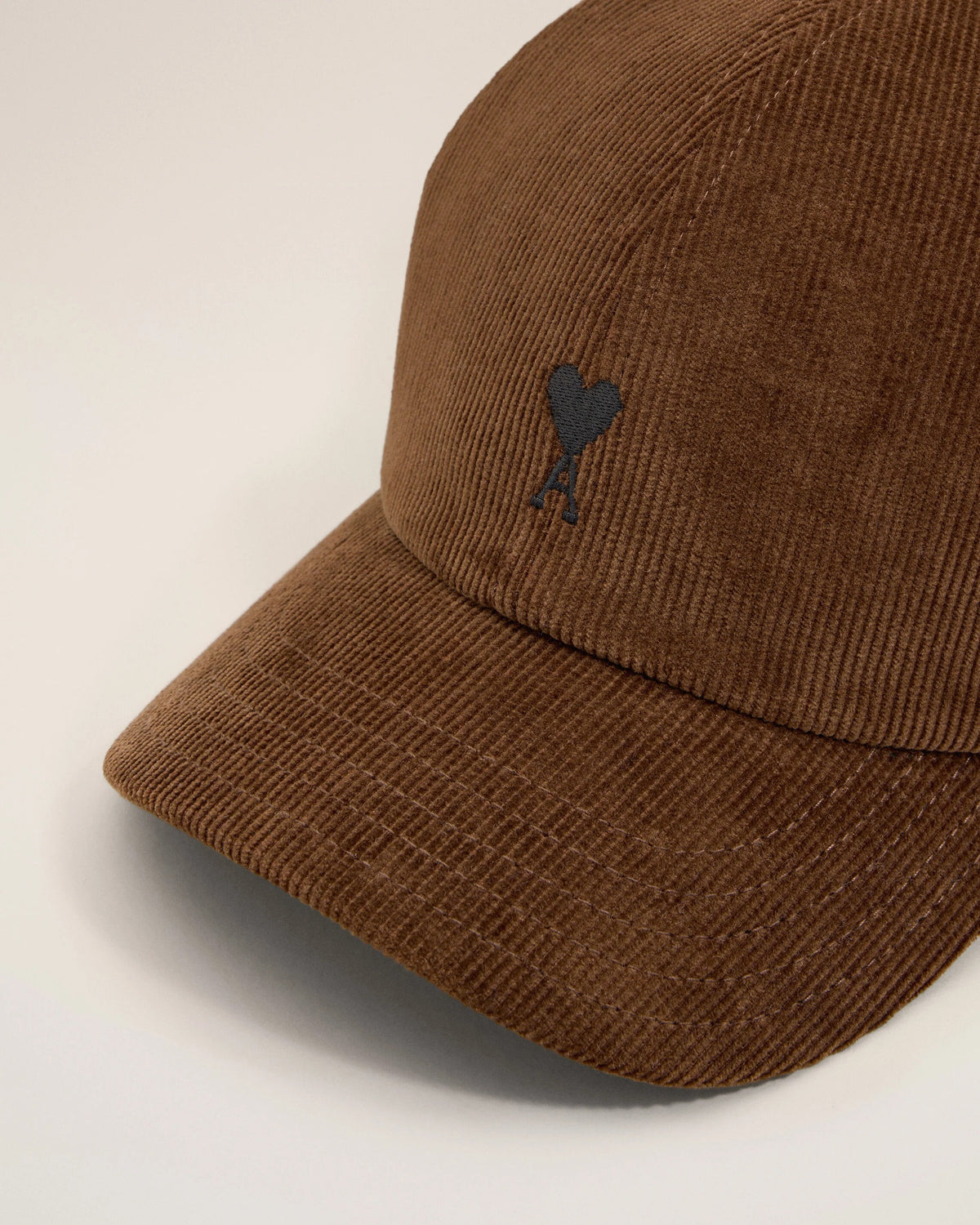 Brown corduroy cotton cap with ami de coeur-AMI-Verso