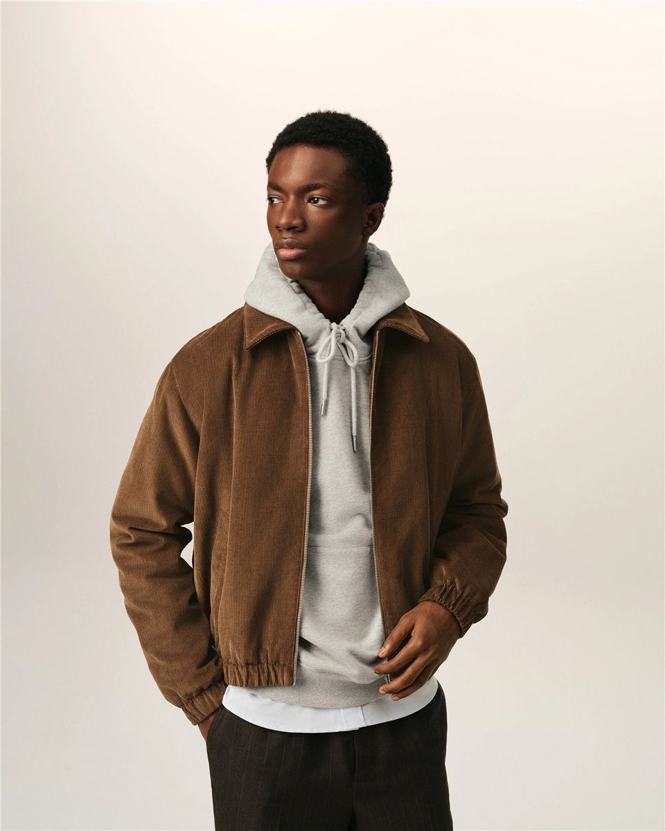 Brown corduroy cotton padded jacket with ami de coeur-AMI-Verso