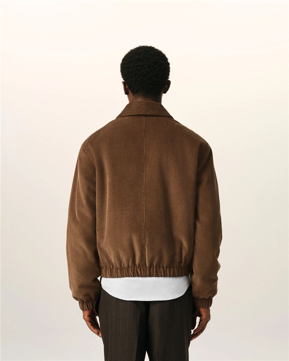 Brown corduroy cotton padded jacket with ami de coeur-AMI-Verso