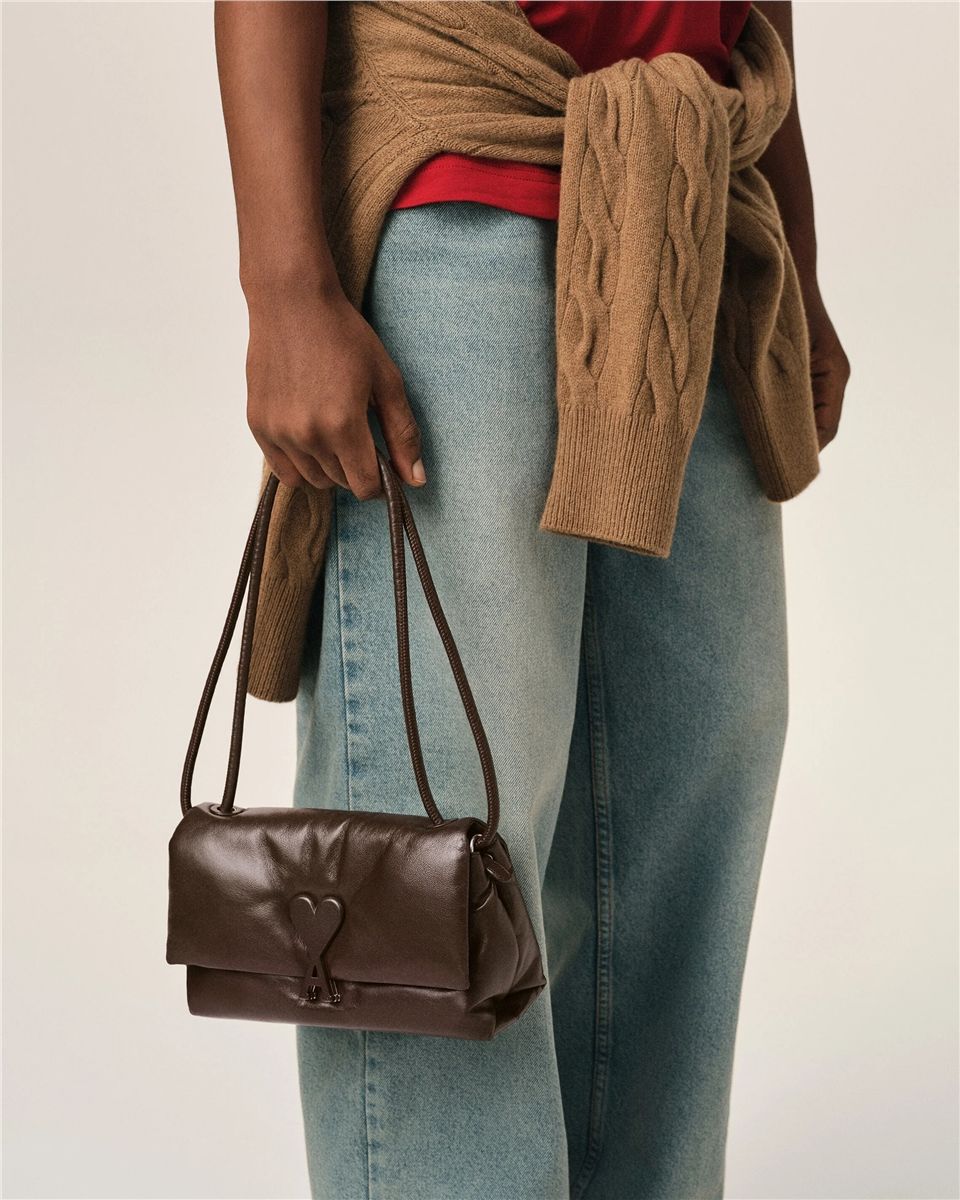 Brown cowhide leather voulez-vous bag-AMI-Verso