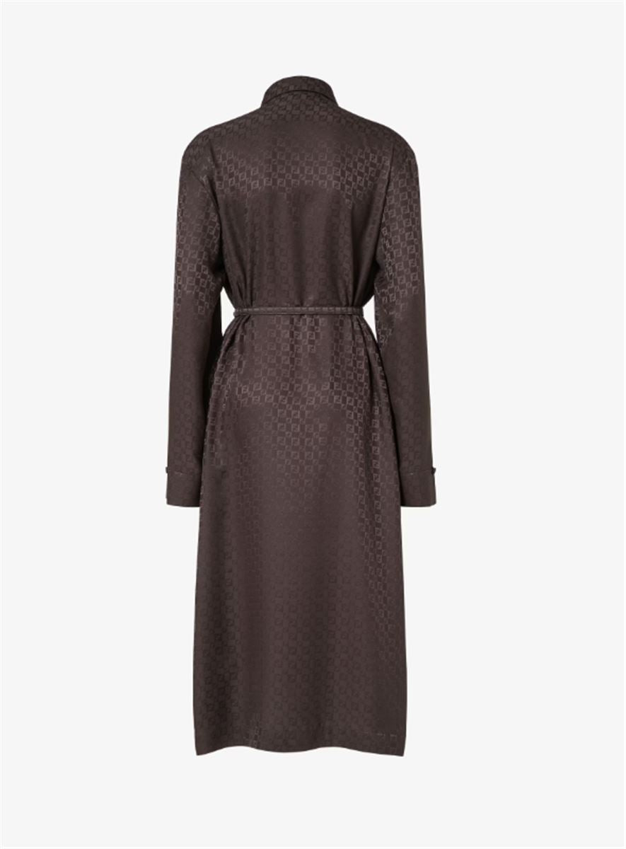 BROWN FF JACQUARD SILK DRESS-FENDI-Verso