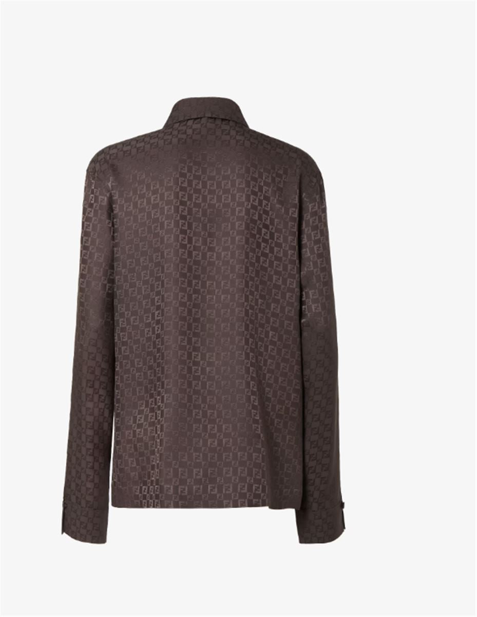 BROWN SILK FF JACQUARD SHIRT-FENDI-Verso
