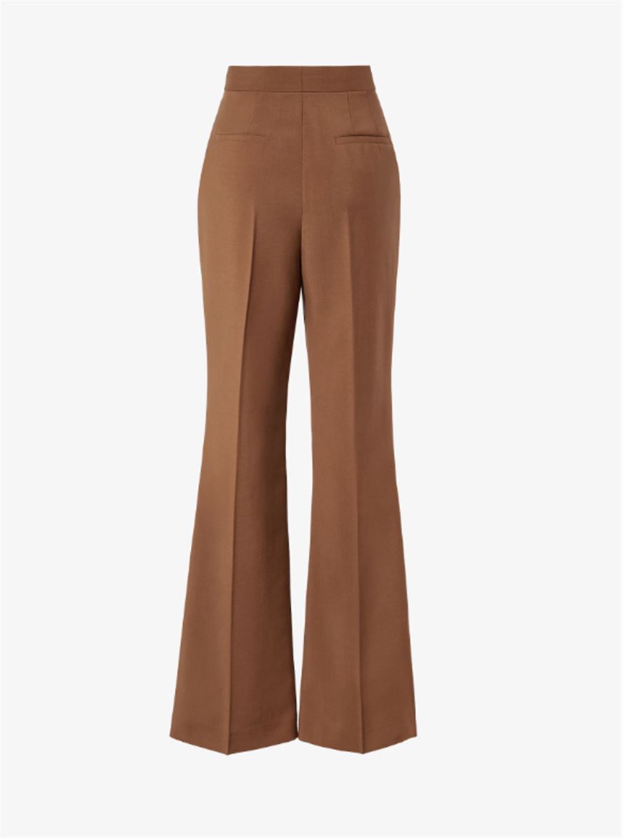 BROWN WOOL AND MOHAIR TROUSERS-FENDI-Verso