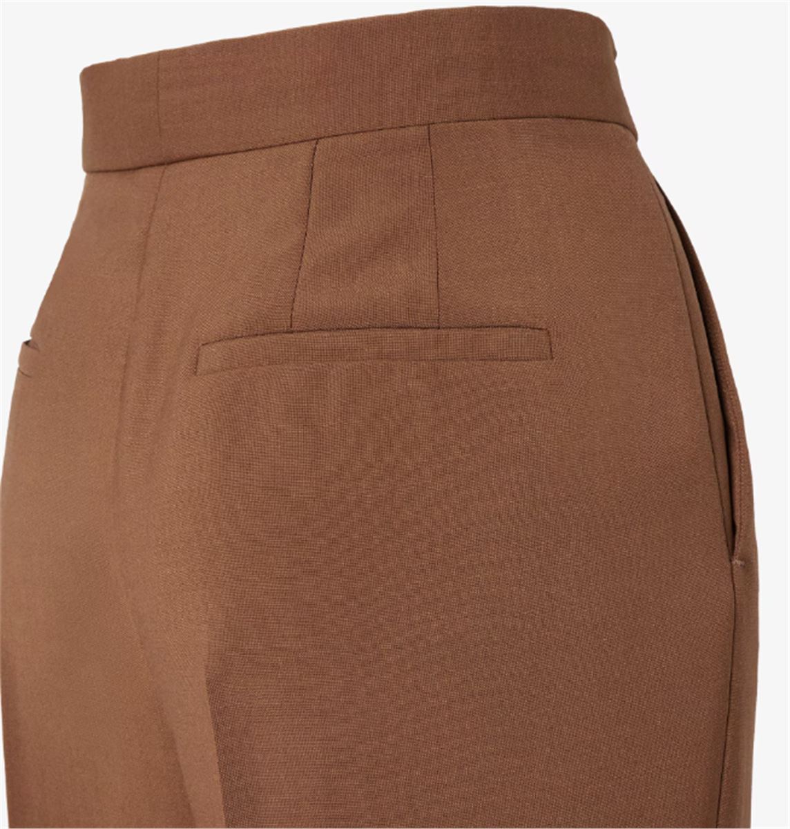 BROWN WOOL AND MOHAIR TROUSERS-FENDI-Verso