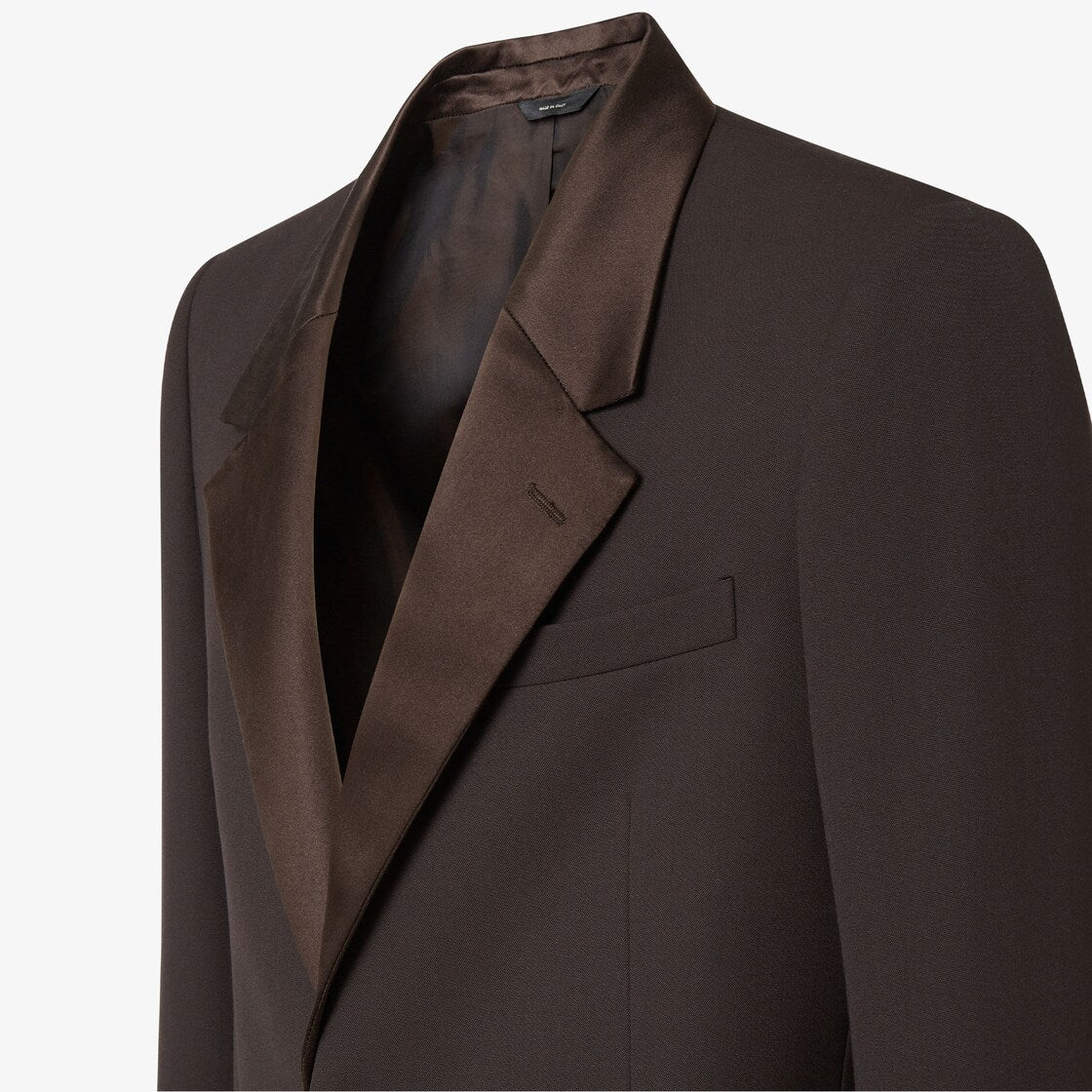 Brown wool crêpe blazer-FENDI-Verso