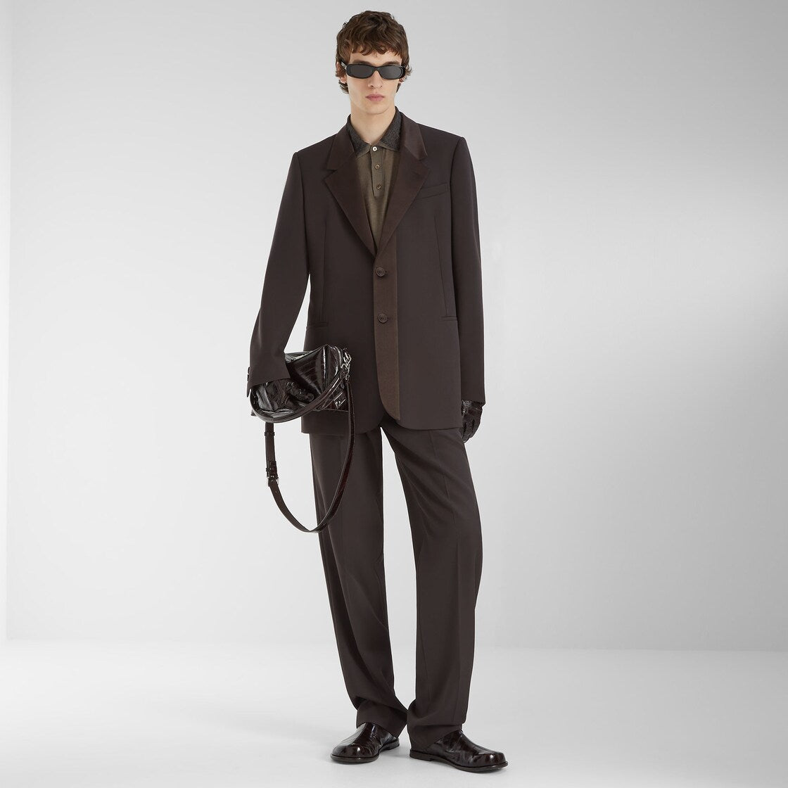 Brown wool crêpe blazer-FENDI-Verso