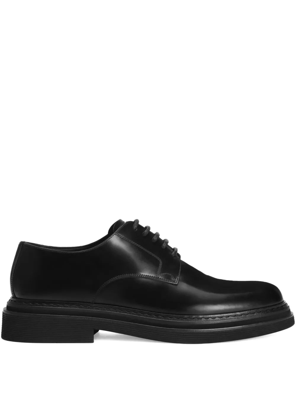 Brushed lace-up derby shoes-DOLCE & GABBANA-Verso