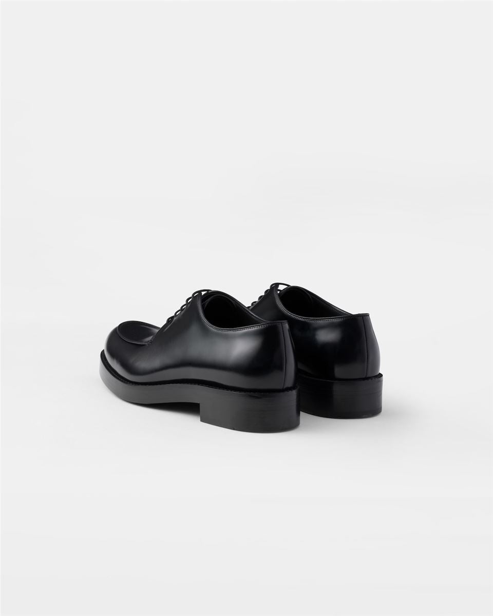 BRUSHED LEATHER DERBY SHOES - PRADA - Verso