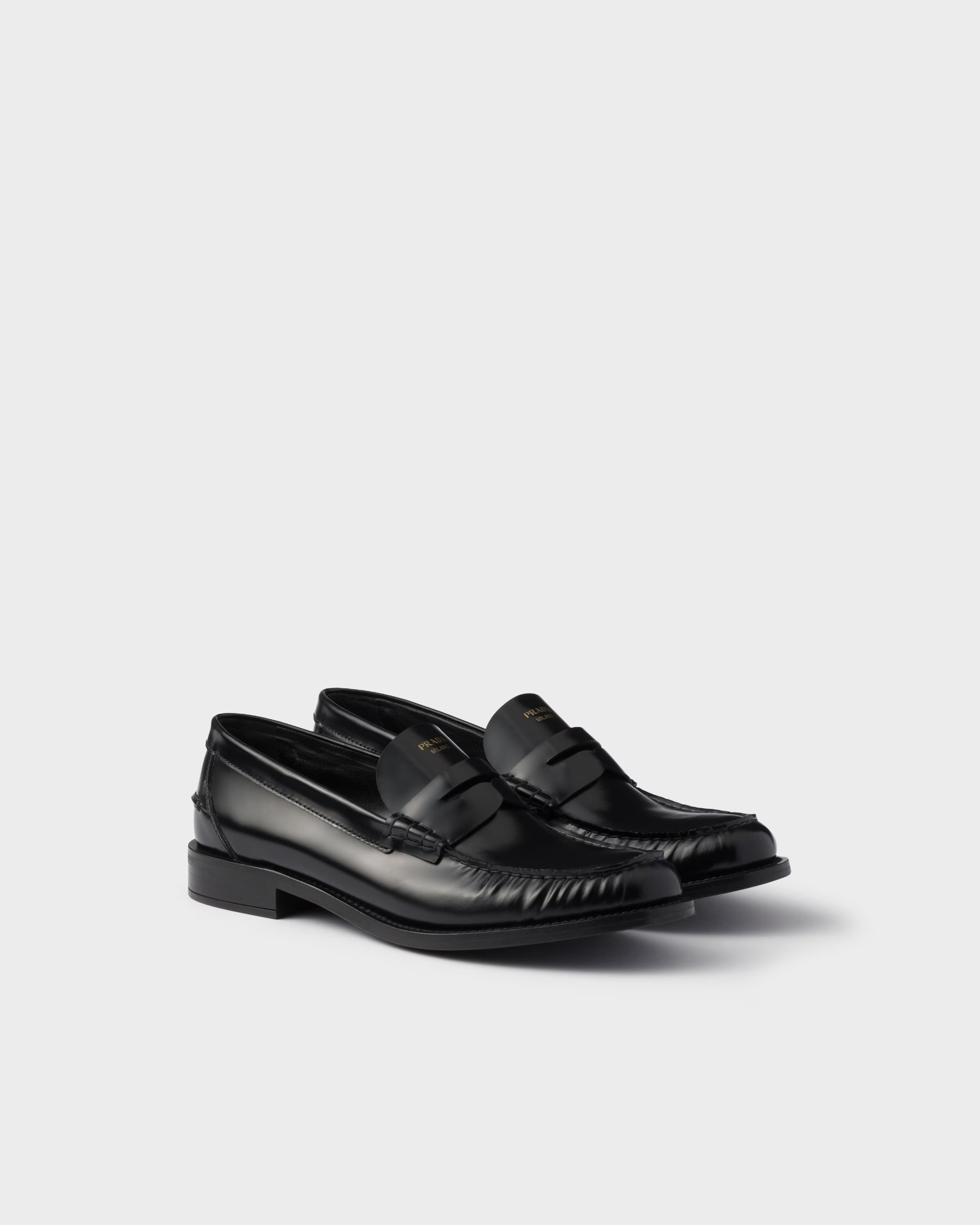 Brushed leather loafers-PRADA-Verso