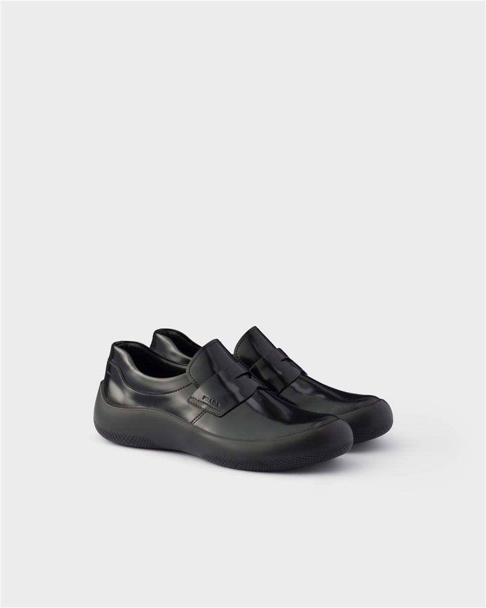Brushed leather loafers-PRADA-Verso