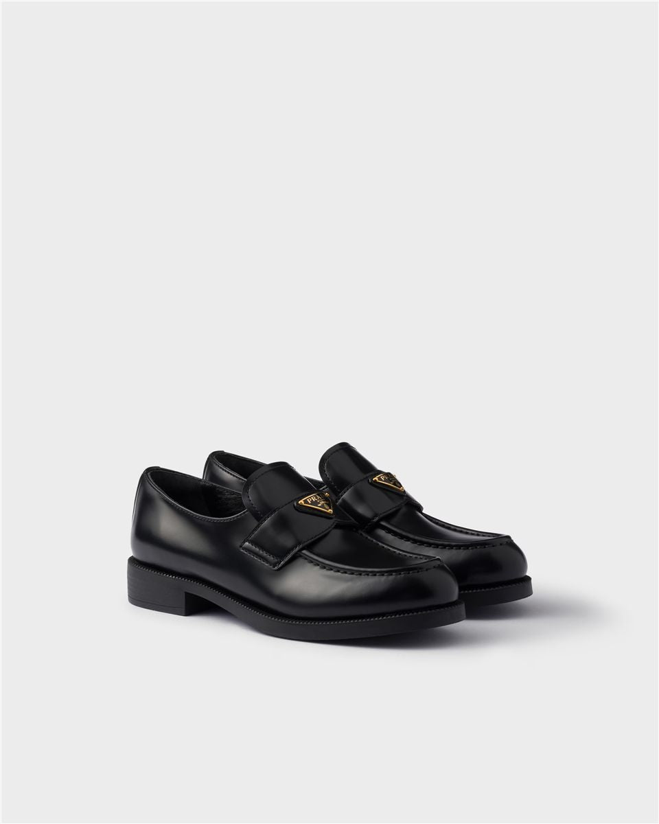 Brushed Leather Loafers-PRADA-Verso