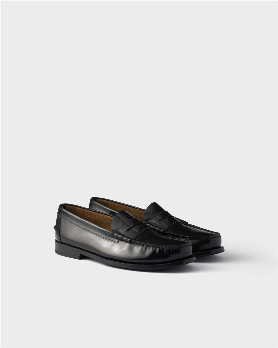 Brushed leather loafers-PRADA-Verso