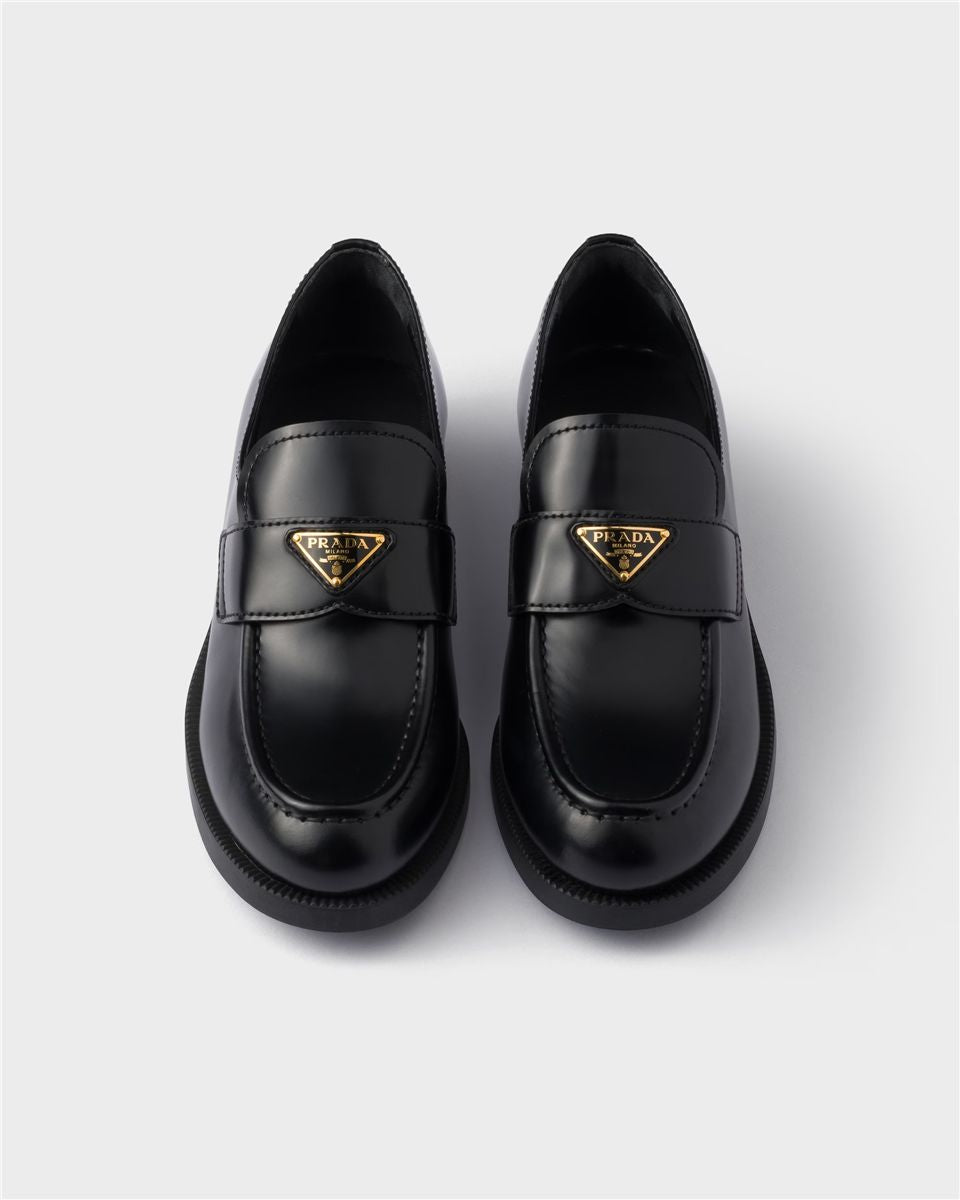 Brushed Leather Loafers-PRADA-Verso