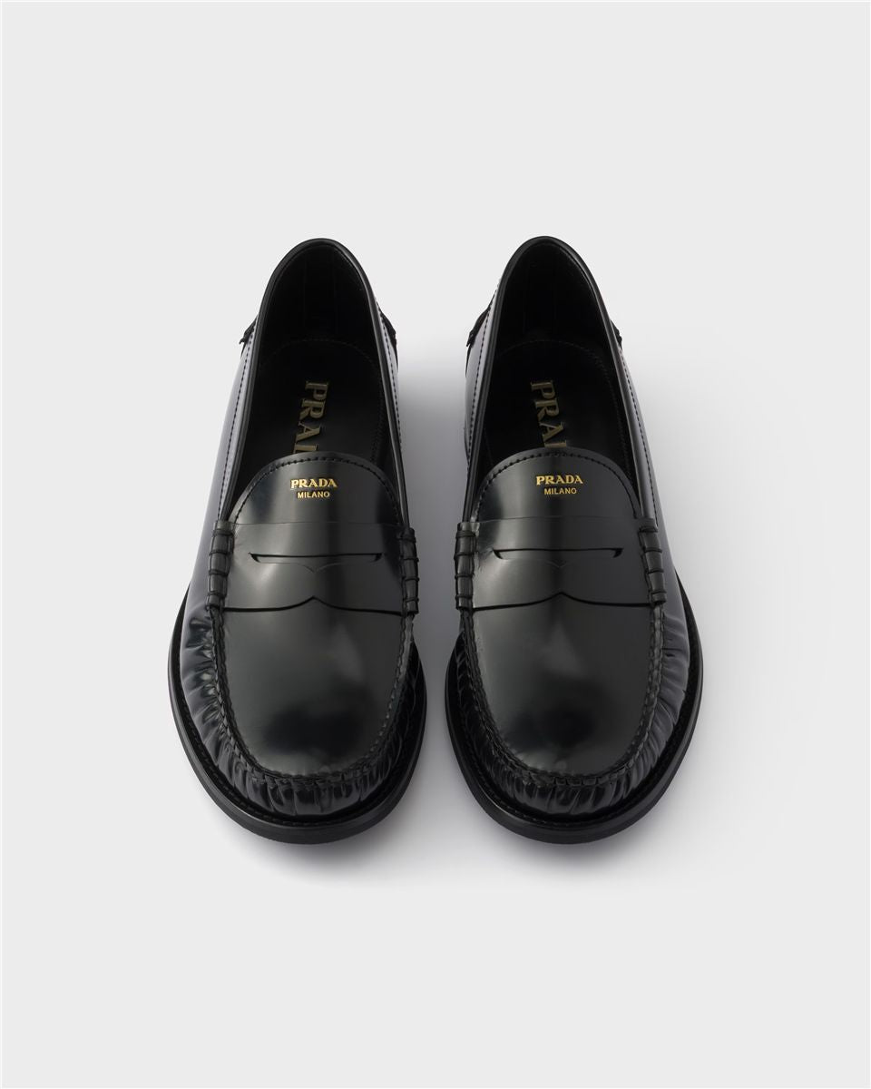 Brushed leather loafers-PRADA-Verso