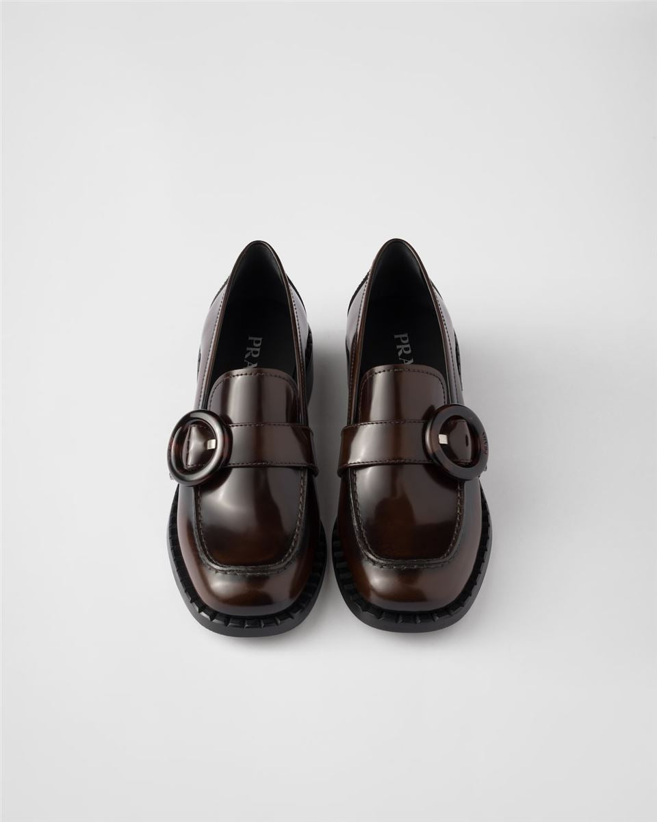 BRUSHED LEATHER LOAFERS-PRADA-Verso