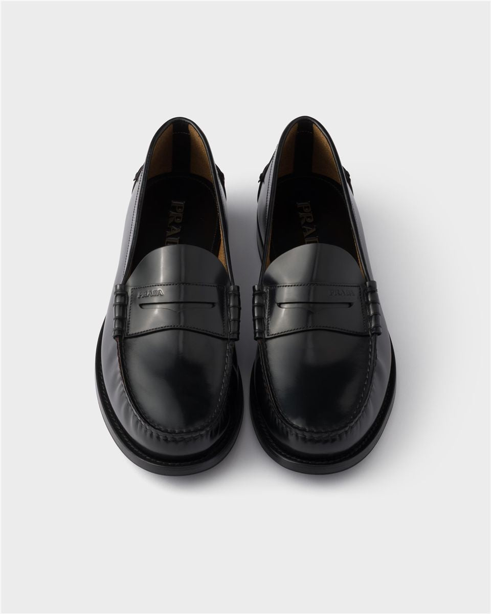 Brushed leather loafers-PRADA-Verso