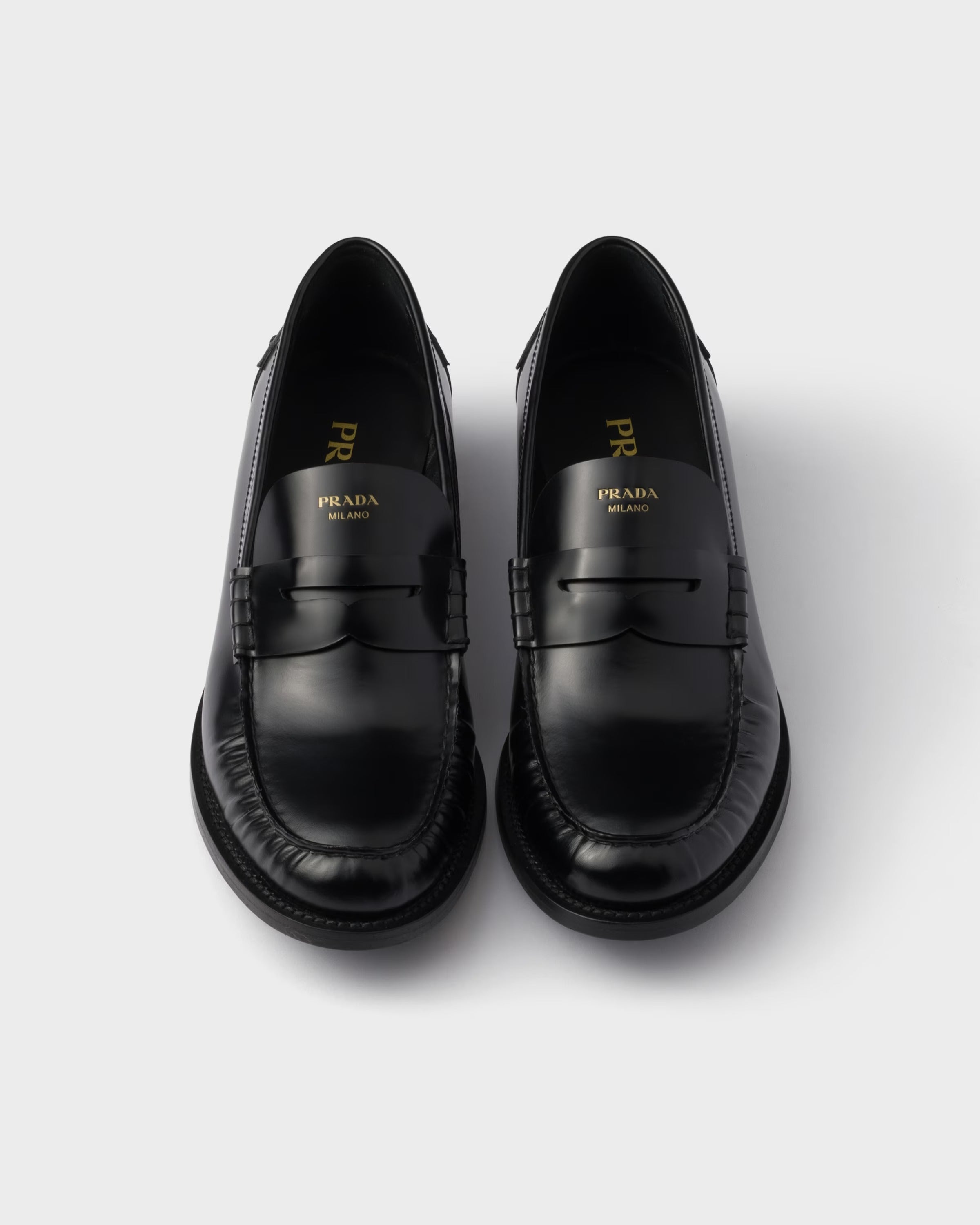Brushed leather loafers-PRADA-Verso