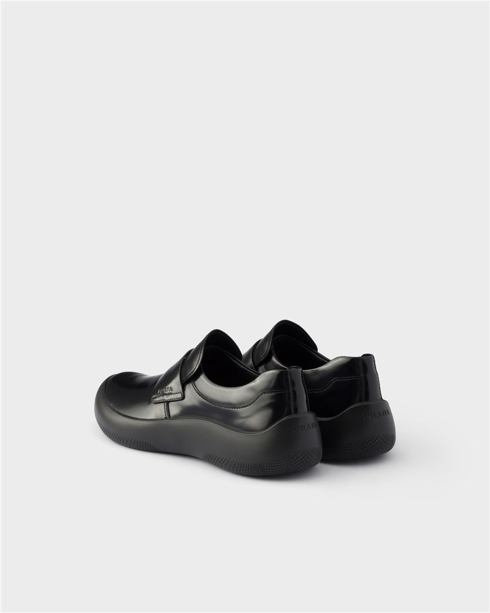 Brushed leather loafers-PRADA-Verso
