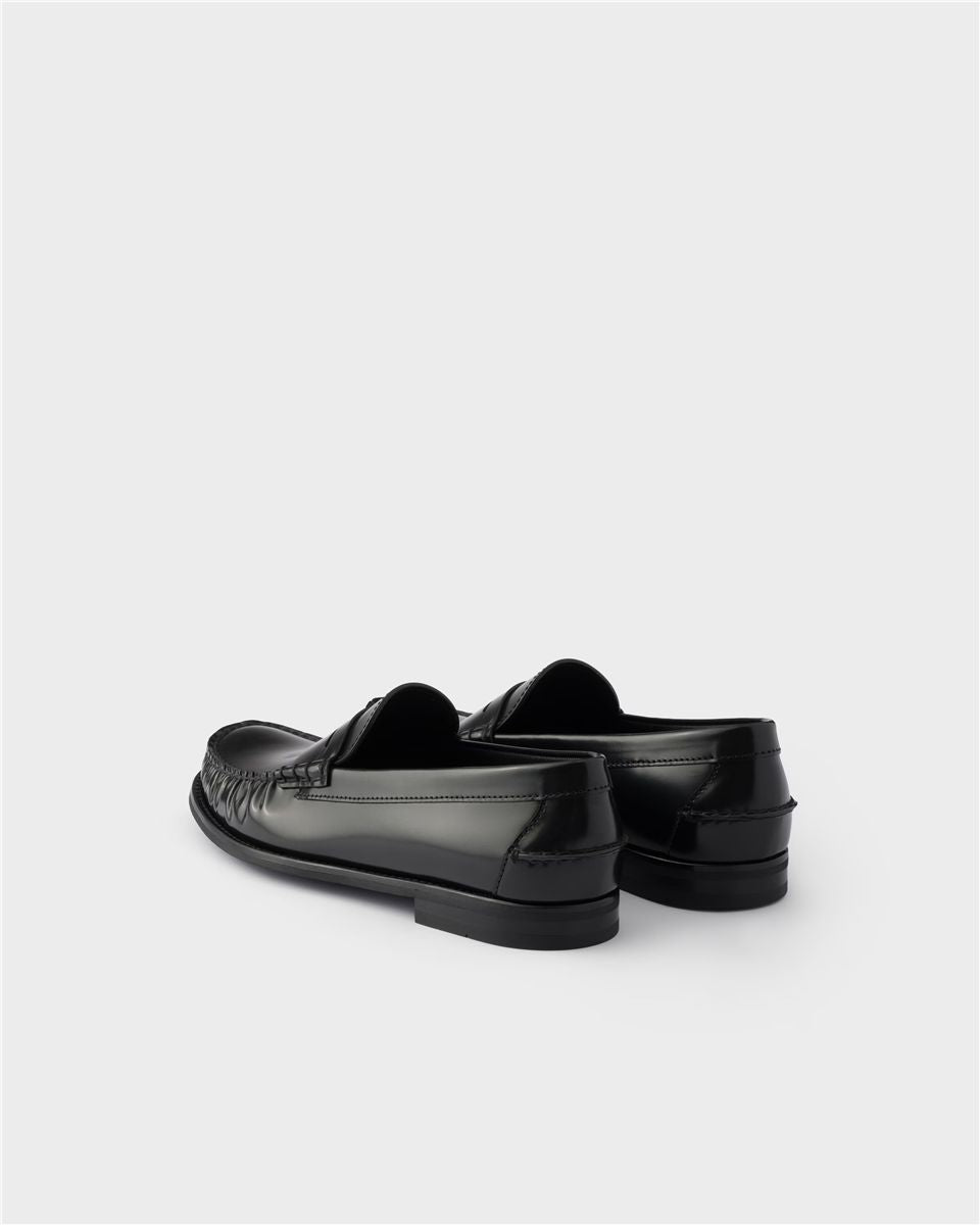 Brushed leather loafers-PRADA-Verso