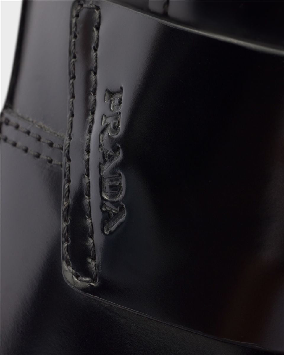 Brushed leather loafers-PRADA-Verso