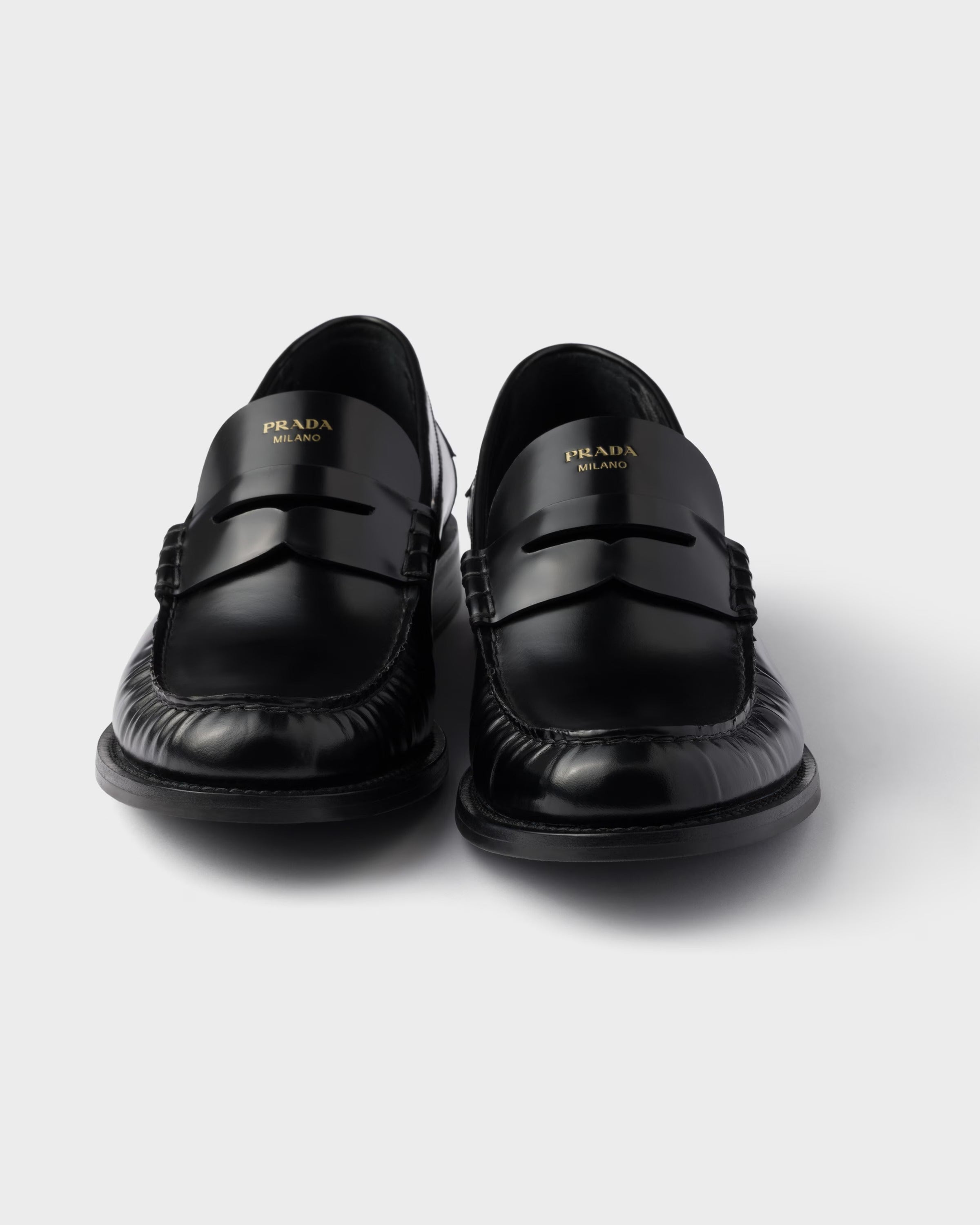 Brushed leather loafers-PRADA-Verso