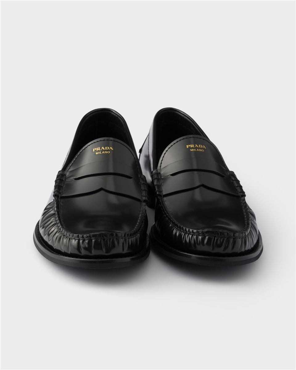 Brushed leather loafers-PRADA-Verso