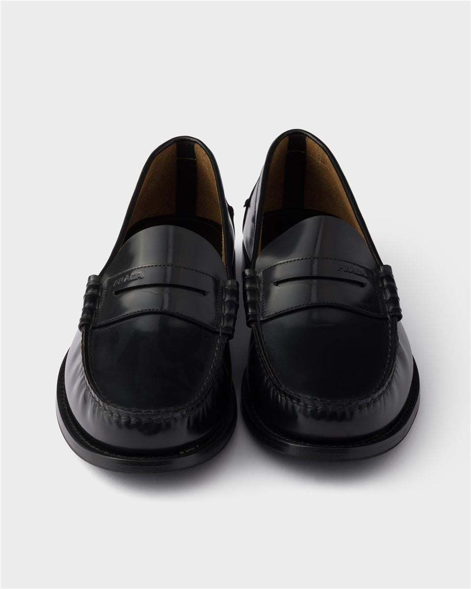 Brushed leather loafers-PRADA-Verso