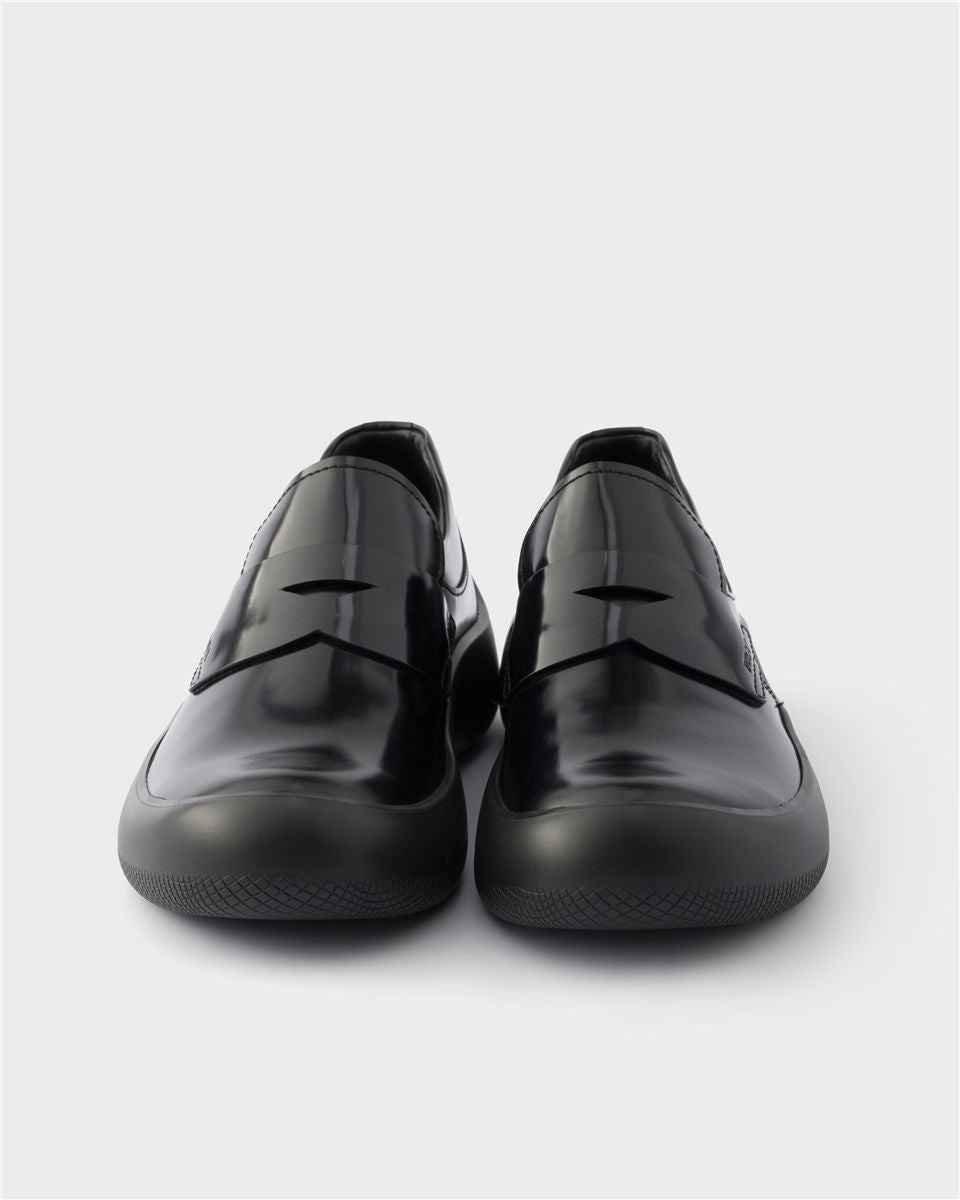 Brushed leather loafers-PRADA-Verso