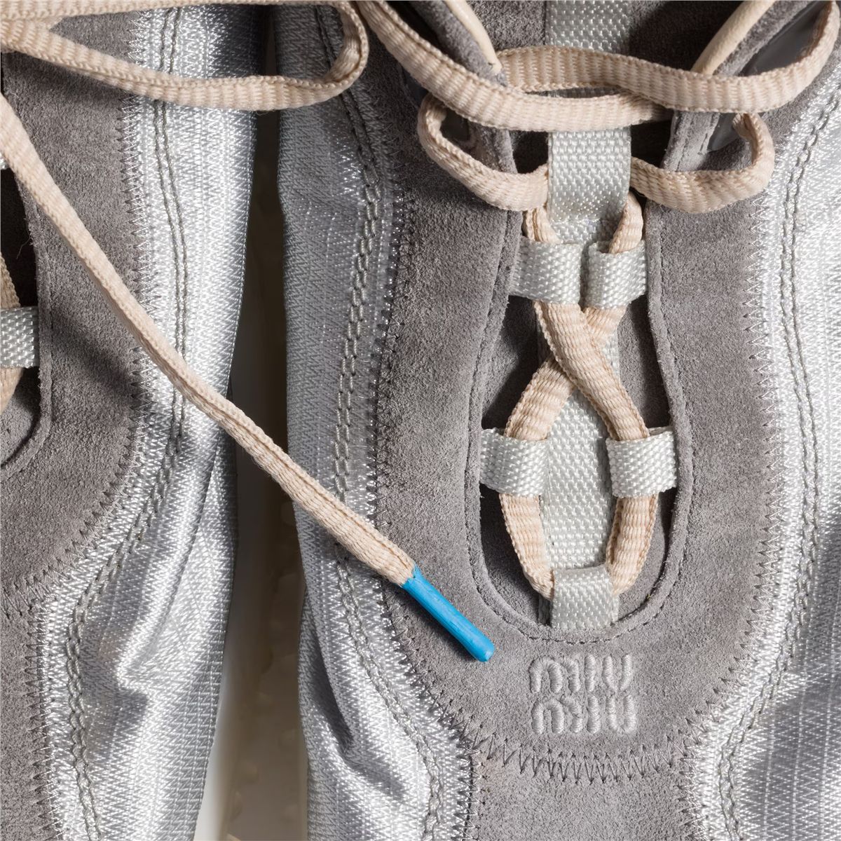 Bubble technical fabric and suede sneakers-MIU MIU-Verso