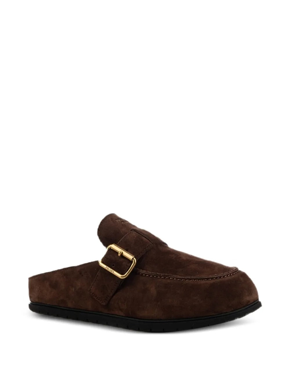 Buckle-fastening shearling-lined slippers-PRADA-Verso