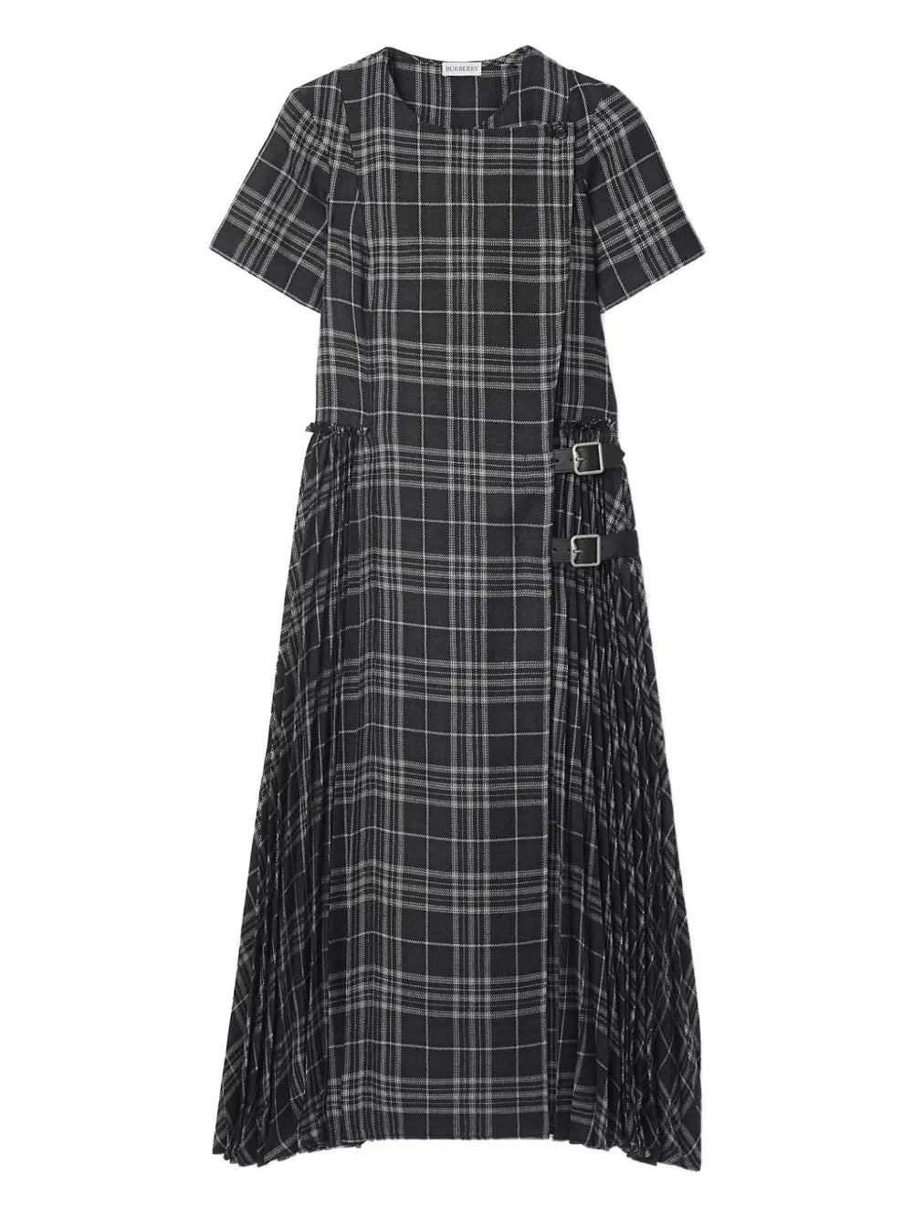 Buckle Pleated Check-print Dress-BURBERRY-Verso