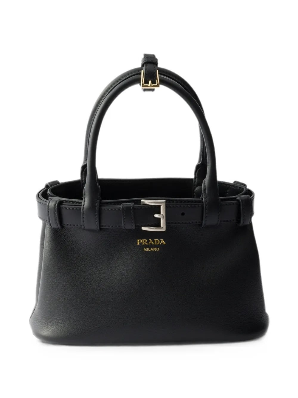 Buckle small leather bag with belt